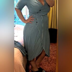 GAP Classic Blue Chambray wrap dress